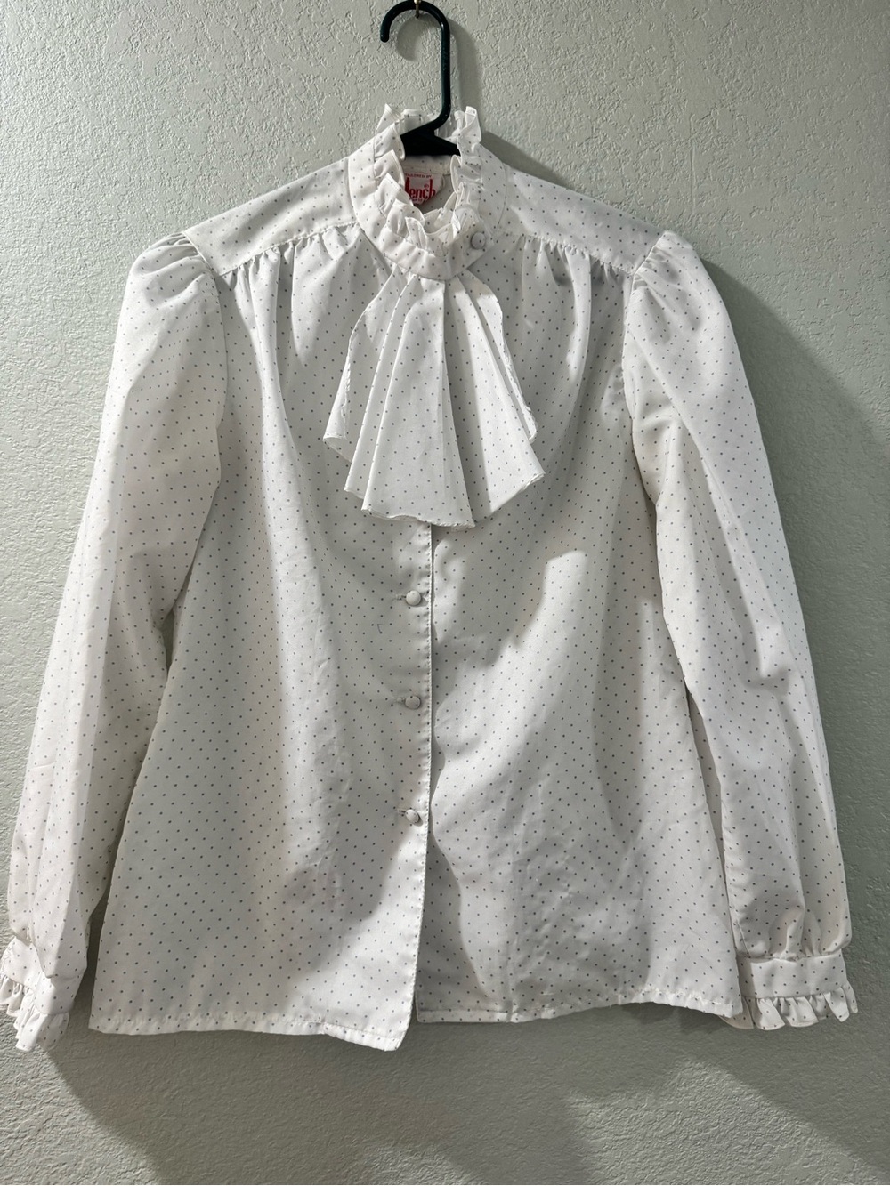 Vintage 80’s Polka Dot Ruffle-Neck Secretary Blouse